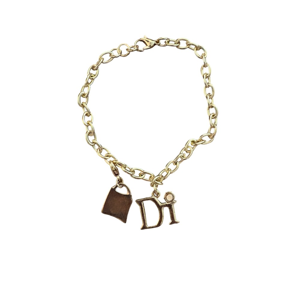 Diamonds International DI Initial Shopping Bag Charm Bracelet Gold Tone
